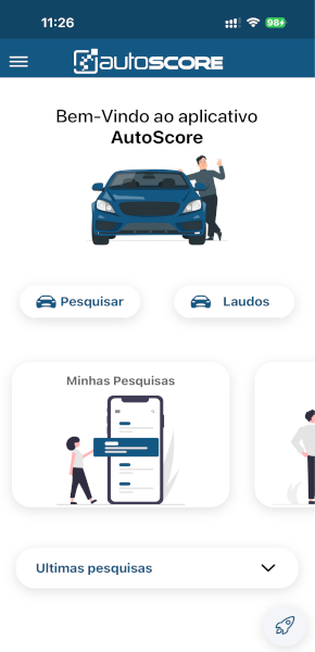 Tela inicial do aplicativo AutoScore do aplicativo AutoScore